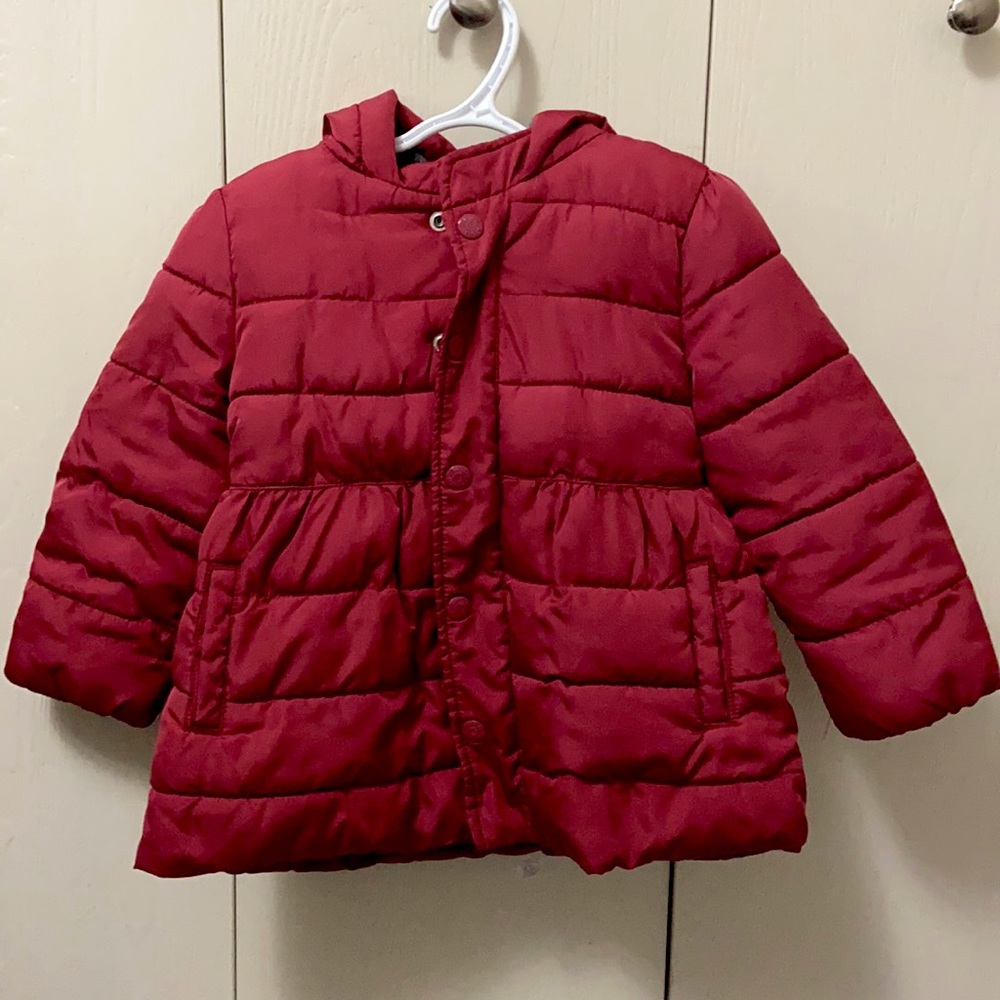 GAP Raspberry Pink Fleece Lined Puffer Coat
